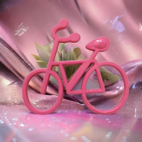 Vtg Bicycle Bike Brooch Pin Plastic Hot Pink Whimsical 70s 80s Open Work Quirky. - Picture 1 of 15